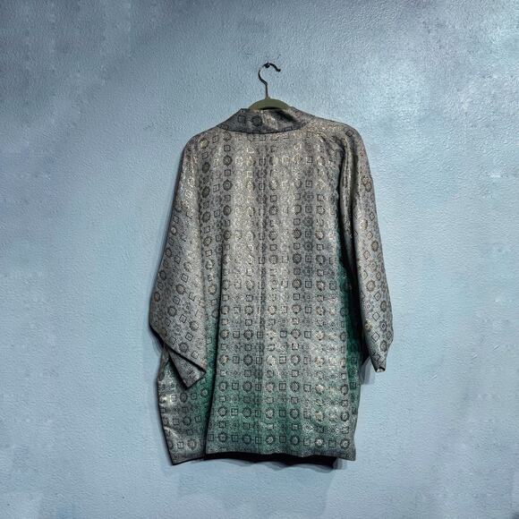 Vintage Handmade Metallic Kimono Blazer Sz L - Picture 6 of 9